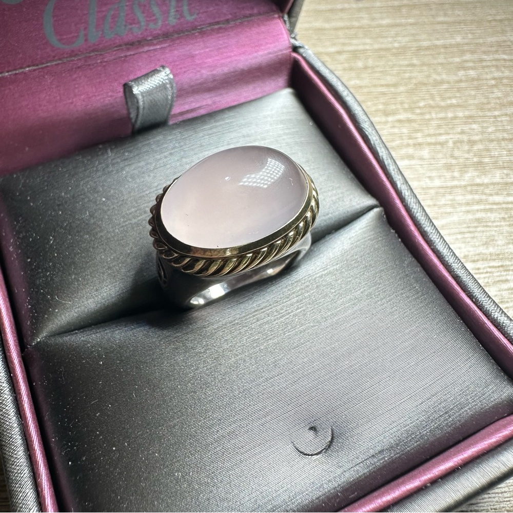 David Yurman Silver Ring with Blush Stone